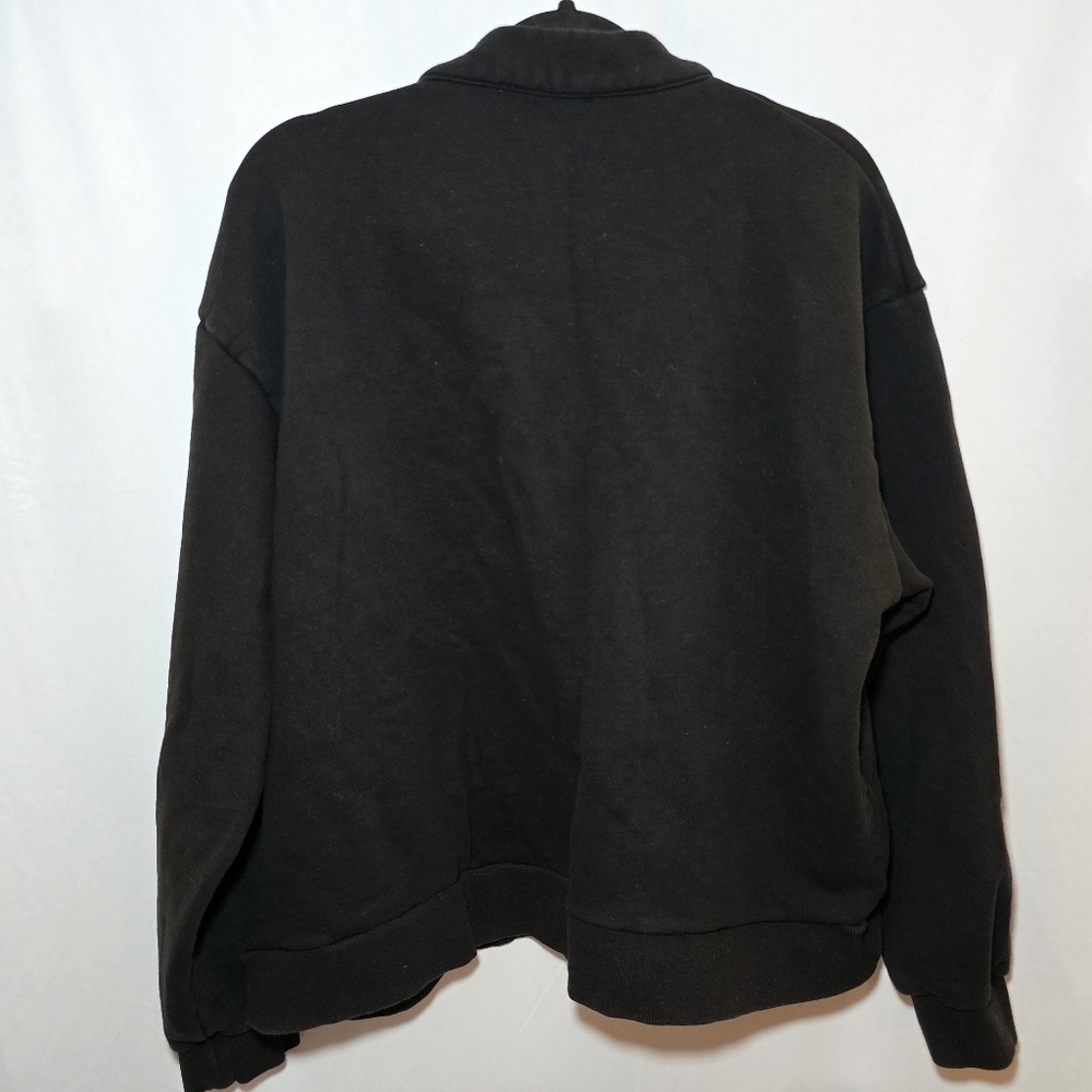 White Fox Boutique Black 1/4 Zip Popover Pullover Sweatershirt, sz L/XL - Picture 5 of 6